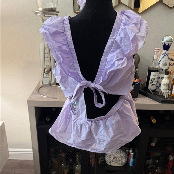 Express Light Purple Ruffled Blouse - Picture 3 of 3
